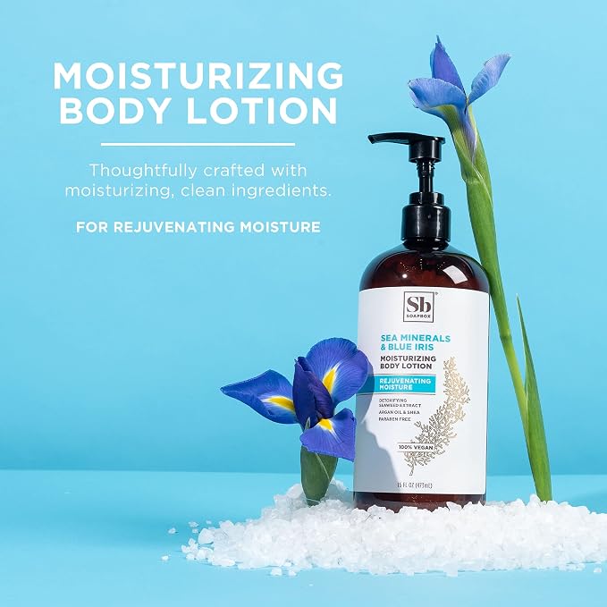 Soapbox Body Lotion, Sea Minerals & Blue Iris Moisturizing Body Cream, Natural - Image 6