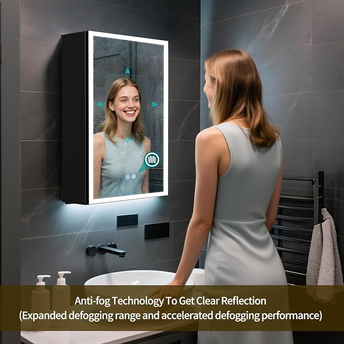 Lighted Medicine Cabinet with Mirror, 20 x 28 inch LED Bathroom Cabinet with - Image 6