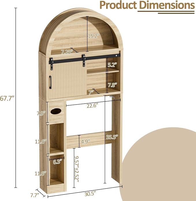 Spurgehom Over The Toilet Storage Cabinet, Bathroom Shelf Organizer Freestanding - Image 2