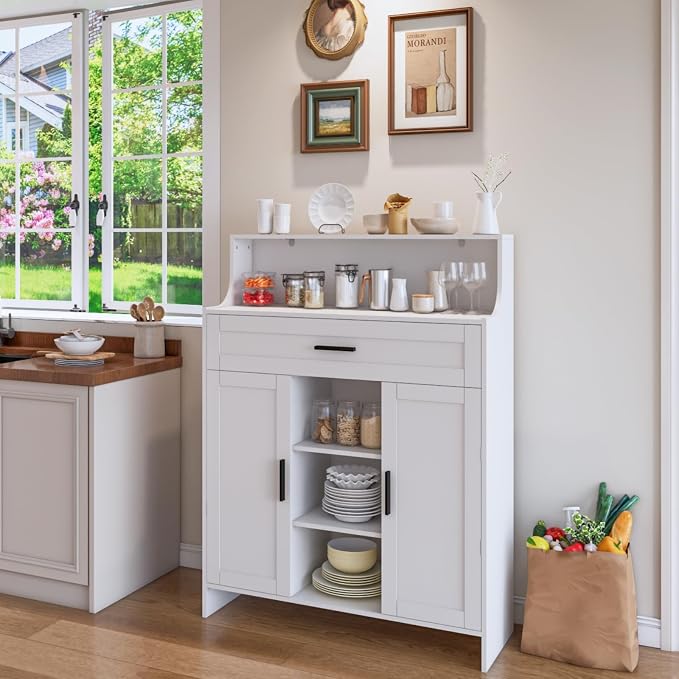 Storage Cabinet with Doors and Drawers, Kitchen Storage Cabinet with 1 Large - Image 6