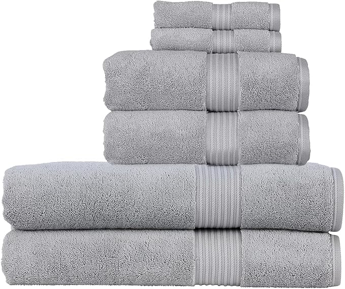 Christy Supreme Hygro 6 Piece Towel Set | Silver | 100% Luxury Supima Cotton | by Christy