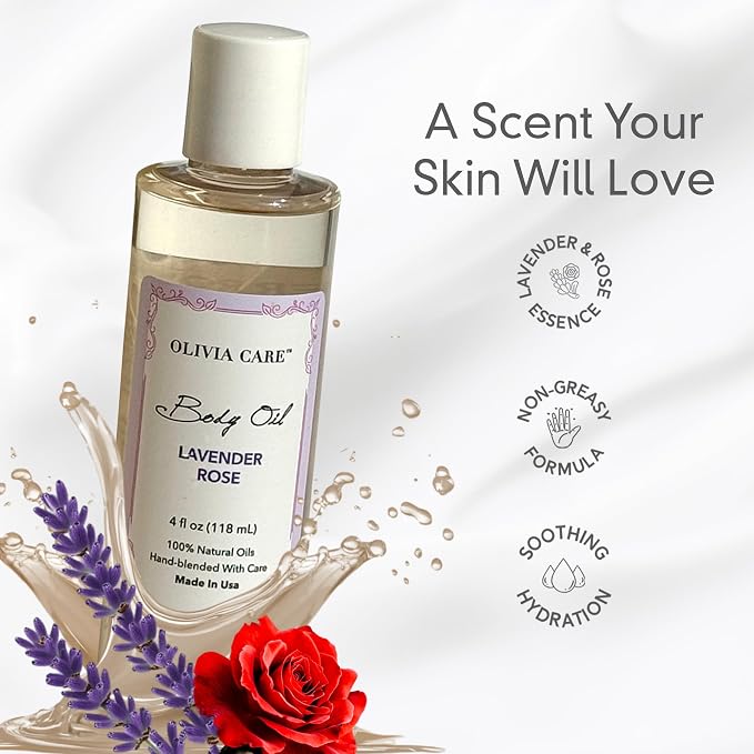 Olivia Care Body Oil Lavender Rose Vegan & Natural Perfume Oil - Image 3
