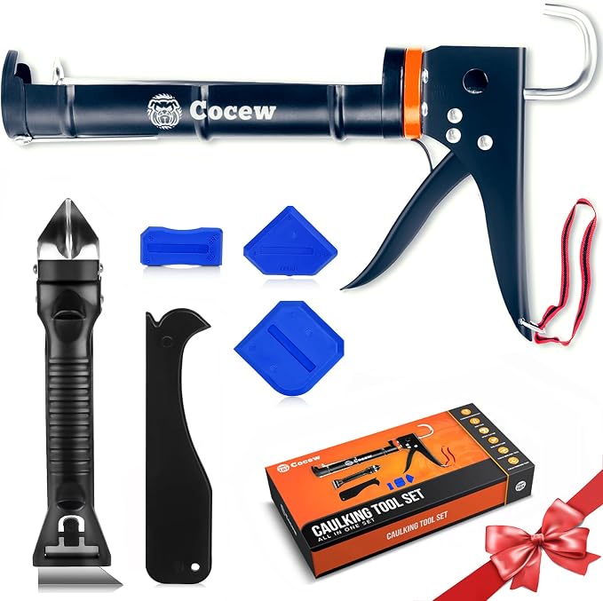 Caulk Gun Kit, Smooth Silicone Caulking Gun and Caulk Remover Tool, Sealant by Cocew
