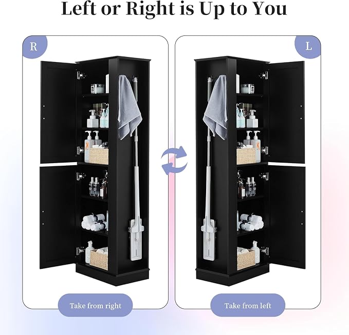 Tall Narrow Storage Cabinet, Wood White Storage Cabinet - Image 4