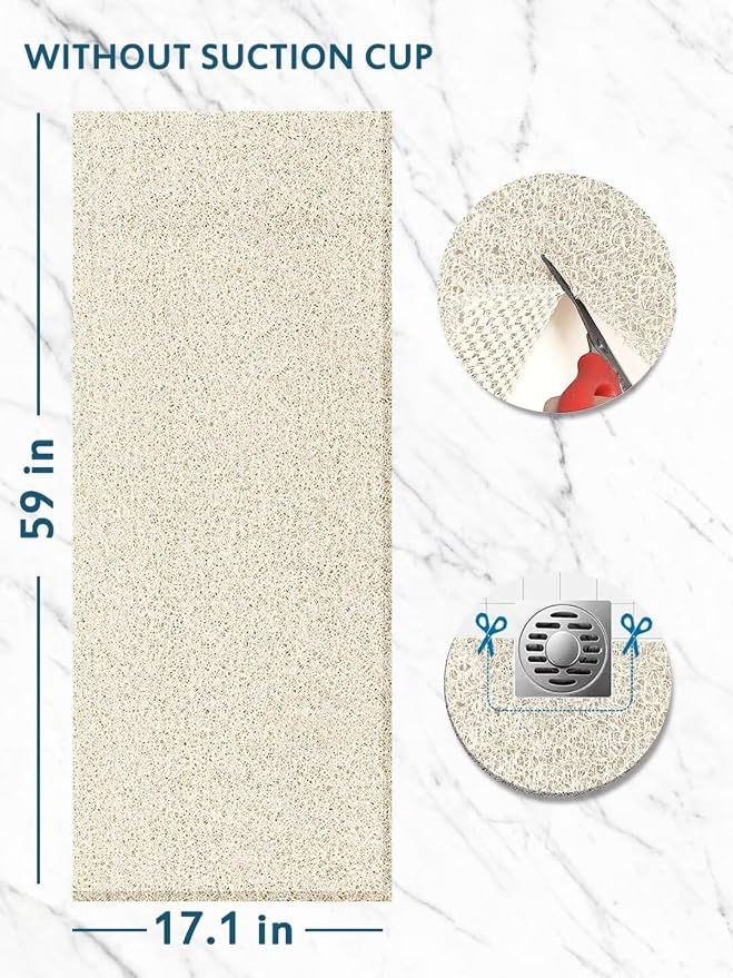 godehone Shower Mats Non Slip Without Suction Cups, PVC Loofah Bathroom Mats - Image 2
