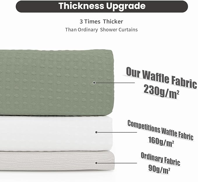 Inhousolu No Hook Waffle Weave Shower Curtain - Image 3