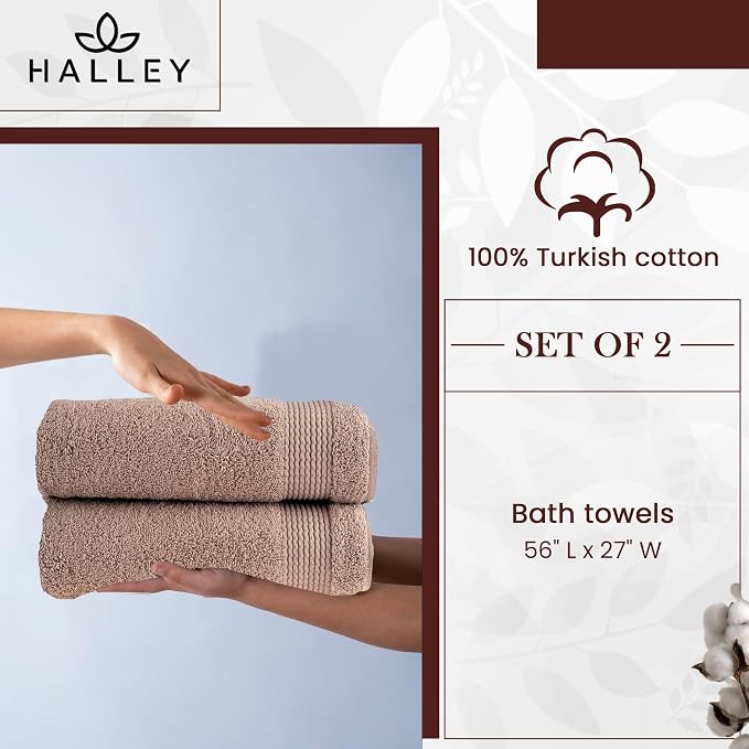 HALLEY Turkish Cotton Towels Bath Towels Super Soft Highly Absorbent 100% - Image 2