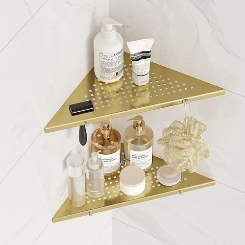 10" Bathroom Corner Shelf, 2 Pack Recessed Shower Shelf Caddy, SUS304 Stainless by Qeke