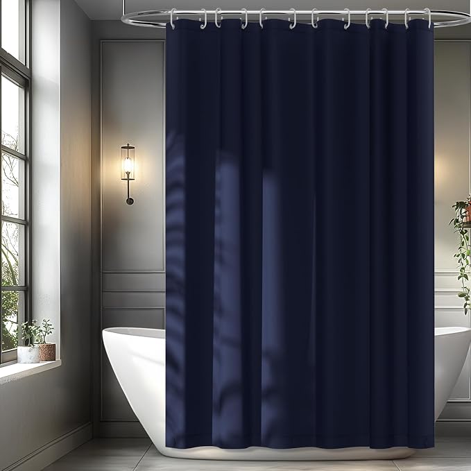 72 x 78 inch Navy Blue Extra Long Fabric Shower Curtain Liner, Waterproof Cloth by Seenus