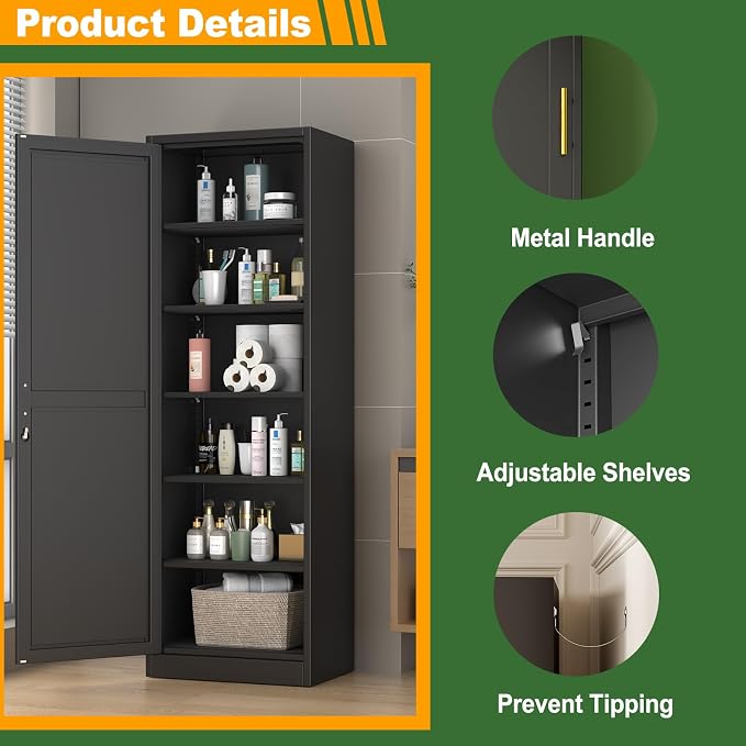 Metal Locker Tall Narrow Storage Cabinet, Gym Home Office, Entryway and Hallway - Image 4