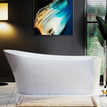 Empava Freestanding Bathtub, Non-Slip Flat Bottom, Glossy White, cUPC Certified by Empava
