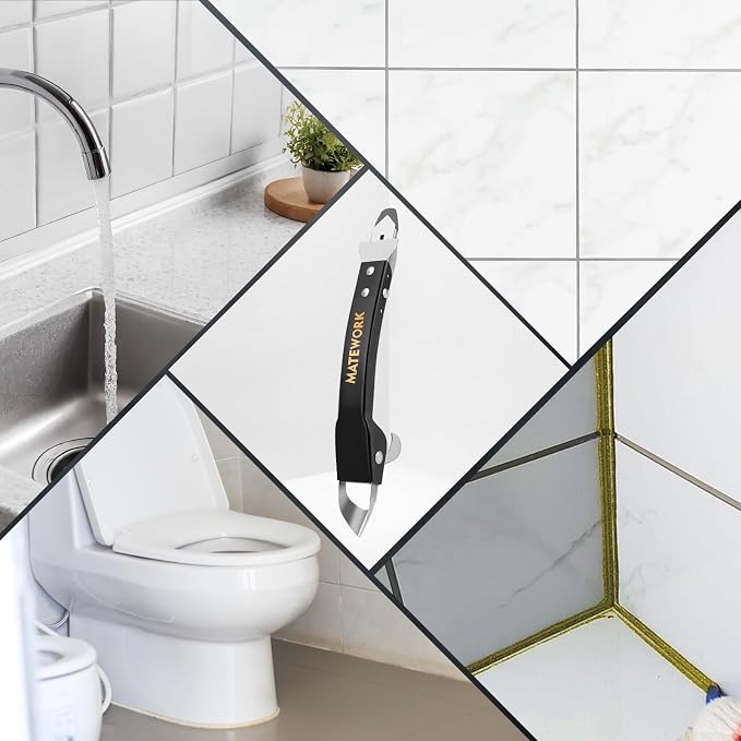Caulking Tool Kit, Stainless Steel Caulk Remover Tool, 4 in 1 Grout Removal Tool - Image 7