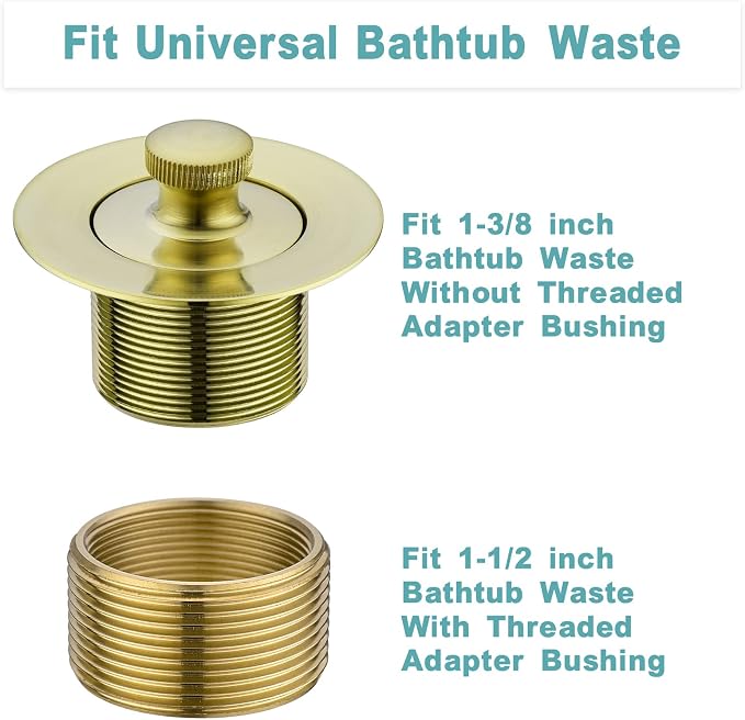 BESTILL Bathtub Drain Kit and Overflow Faceplate, Brushed Gold - Image 7
