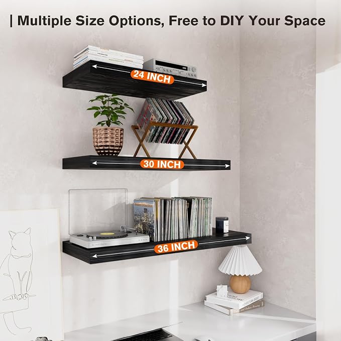 Floating Shelf, 24 in W x 12.75 in D x 2 in H Wooden Floating Wall Shelf - Image 5