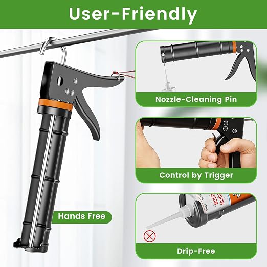 Professional Caulk Gun Kit - 5 in 1 Caulking Tool Set - Image 3