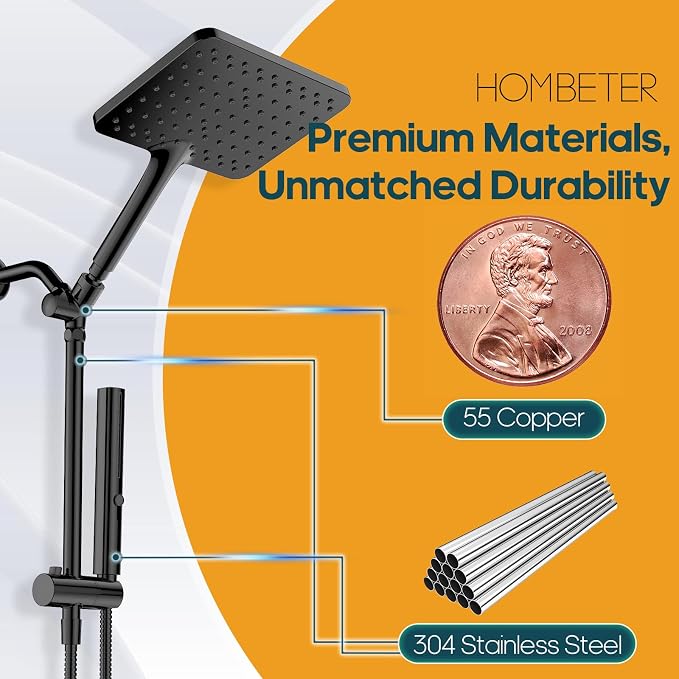 Shower Heads with Handheld Combo, 10 Inch High Pressure Rain Shower Head - Image 2