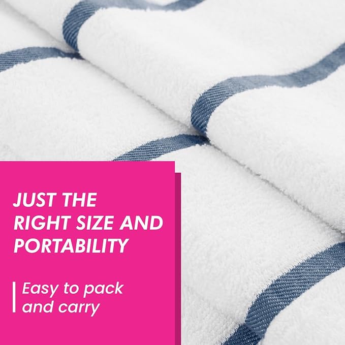 CASA COPENHAGEN Cabana Pool 2 Pieces Large Bath Sheet Set 70" x 35", 550 GSM - Image 5