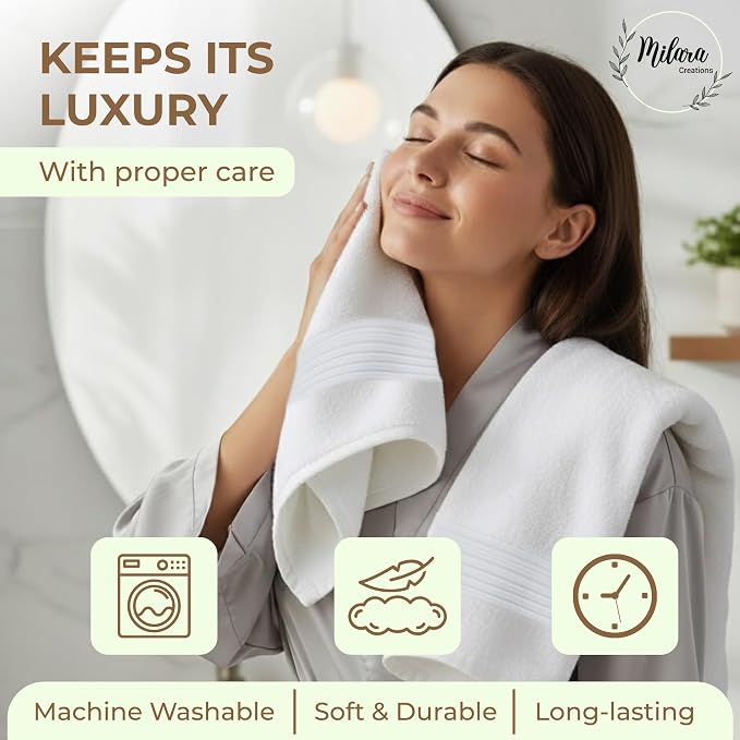 Milara Turkish Bath Towels Set of 6| 2 Bath Towels, 2 Hand Towels & 2 Wash - Image 6