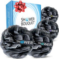 SHOWER BOUQUET Loofah-Charcoal Bath-Sponge-4-Pack // Extra-Large 75g Soft Mesh by ShowerBouquet%C2%AE