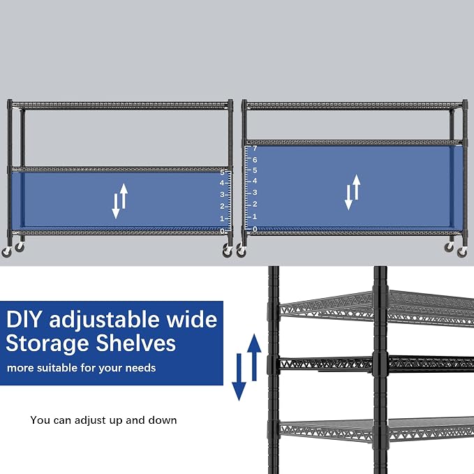 REGILLER 3-Wire Shelf Adjustable Heavy Duty Storage Shelves, Metal Organizer - Image 7