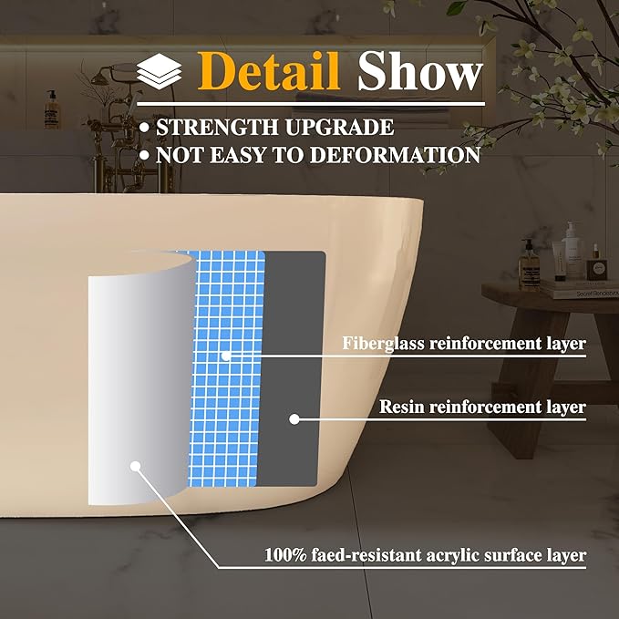 67" Acrylic Free-standing Bathtubs - Image 3