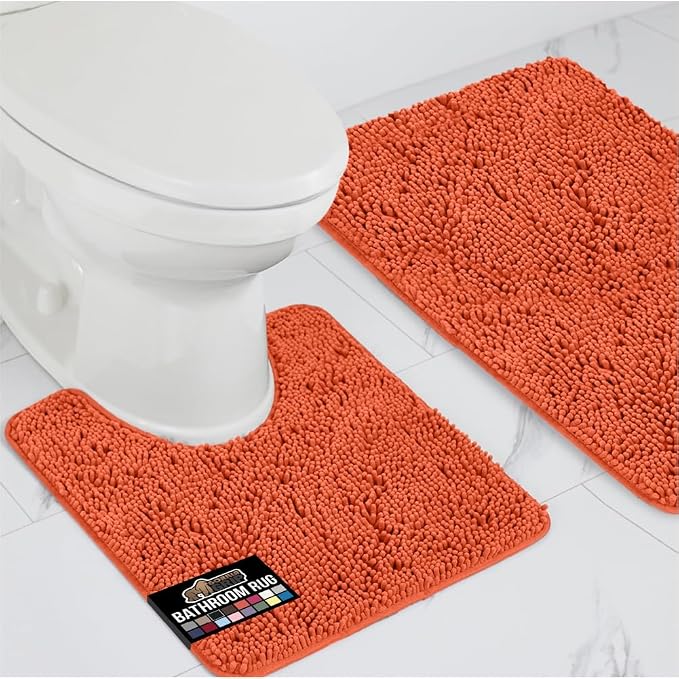 GORILLA GRIP Bathroom Rug Sets, Soft Chenille 2 Piece Area Rugs Set, Toilet by GorillaGrip