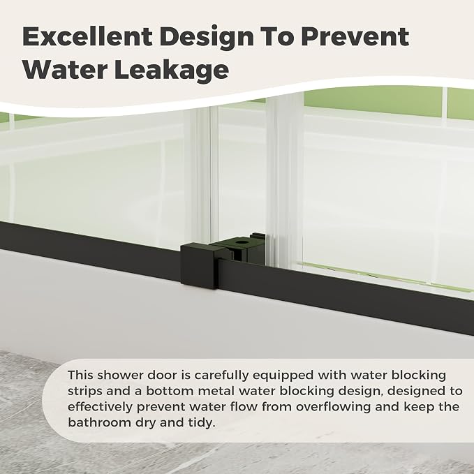 DELAVIN 56-60" W x 75" H Double Sliding Frameless Shower Door, Glass Shower Door - Image 6