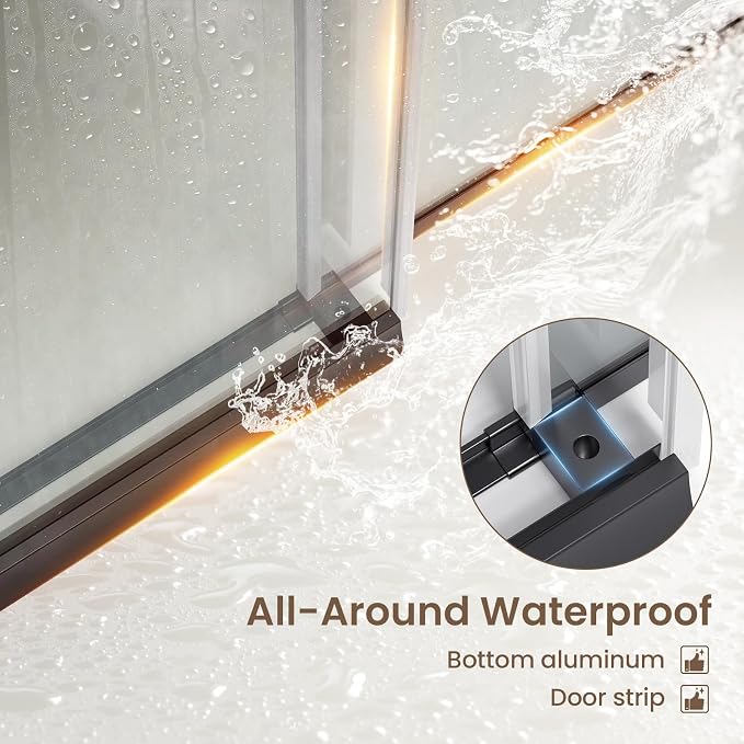 Bathbliss Glass Shower Door 44"-48" Wx76 H, Frameless Sliding Glass Door - Image 3