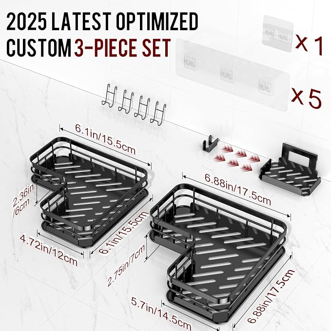 Large Capacity Shower Caddy, Heavy-Duty Adhesive Shower Organizers - Image 2