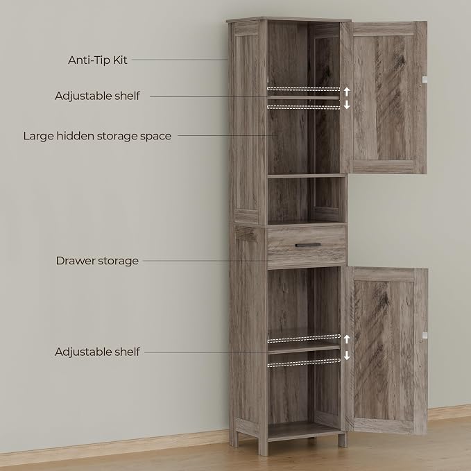 Homhedy 67" H Tall Bathroom Storage Cabinet - Image 4