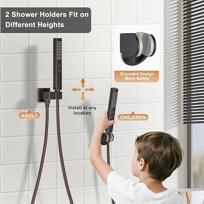 Shower Faucet Set, Ceiling Mount Shower System 12"+6" Dual Shower Head Set - Image 5