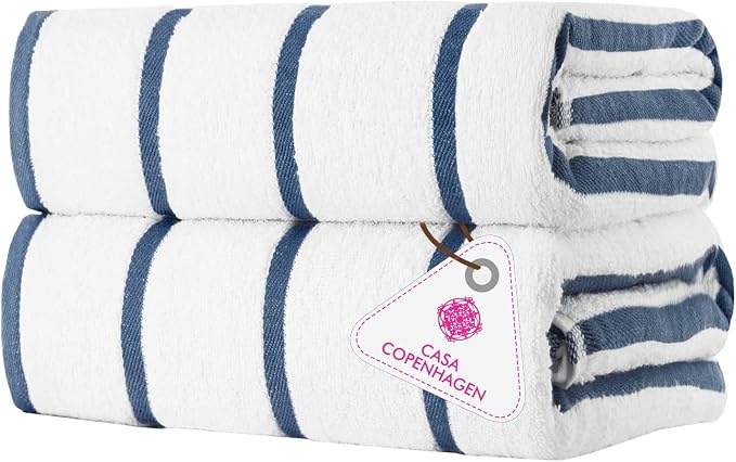 CASA COPENHAGEN Cabana Pool 2 Pieces Large Bath Sheet Set 70" x 35", 550 GSM by CASACOPENHAGEN