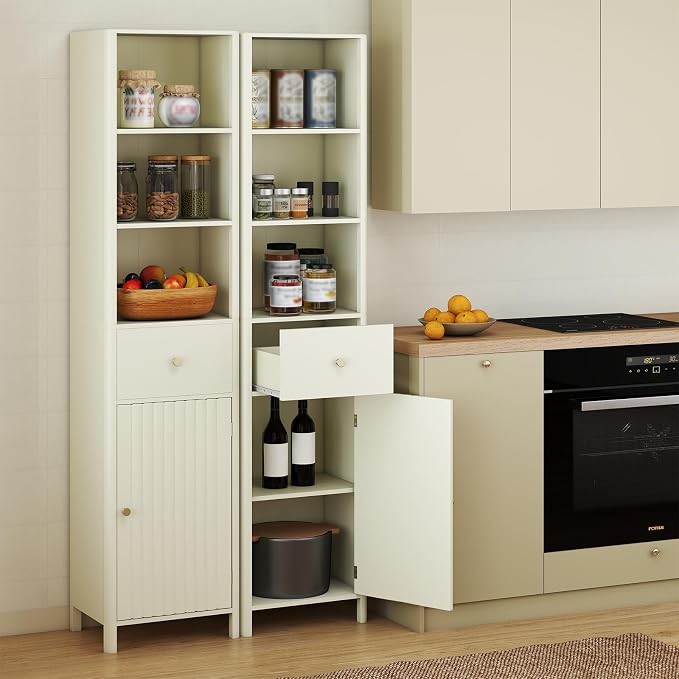 Tangkula 67" Tall Bathroom Cabinet, Narrow Floor Cabinet w/Fluted Door - Image 4