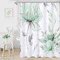 Green and Grey Boho Watercolor Floral Shower Curtain, Ink Painting Style by Decorateyourhome