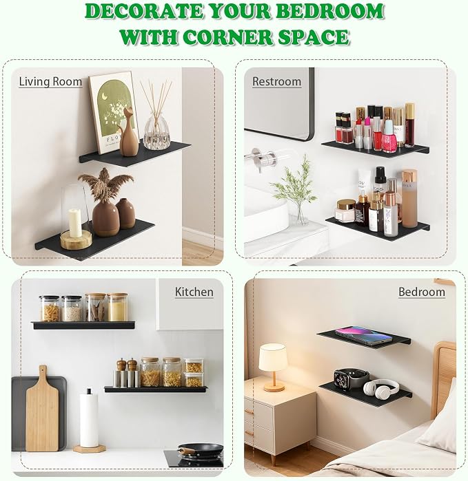 8" Floating Shelves for Wall, Metal Wall Shelves, Mini Display Shelf for - Image 8