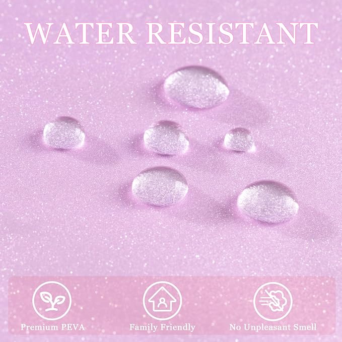 Dreamy Pink Glitter PEVA Shower Curtain Long 75 Length, Waterproof Plastic - Image 3