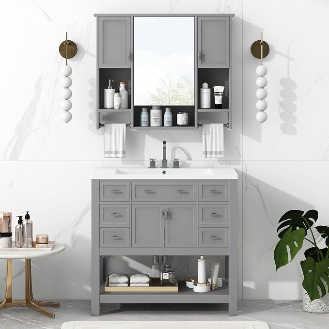 Bathroom Medicine Cabinet, Wall Mounted Bathroom Storage Cabinet - Image 7