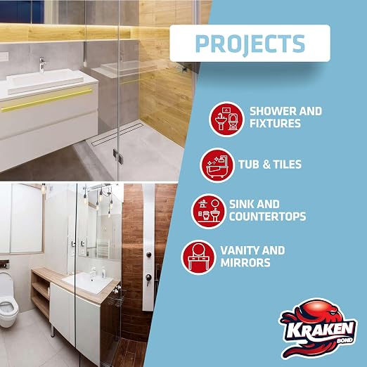 Kraken Bond Premium Kitchen and Bathroom Silicone Caulk White - Image 2