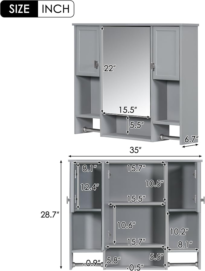 Bathroom Medicine Cabinet, Wall Mounted Bathroom Storage Cabinet - Image 3