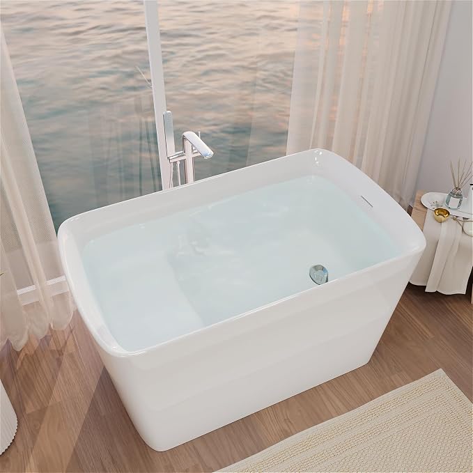 47" Lucite Acrylic Freestanding Bathtub，Square Shape Janpanese Soaking Tub - Image 9