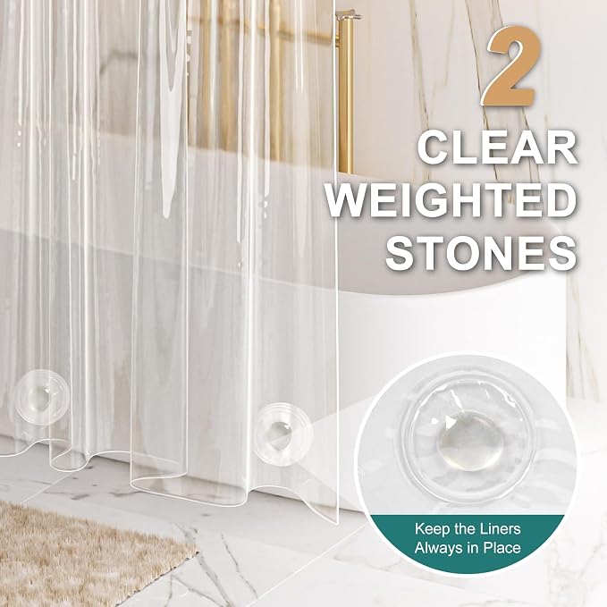 AmazerBath Heavy Duty Stall Shower Curtain Liner 12 Gauge, 36 x 72 Inches Clear - Image 4