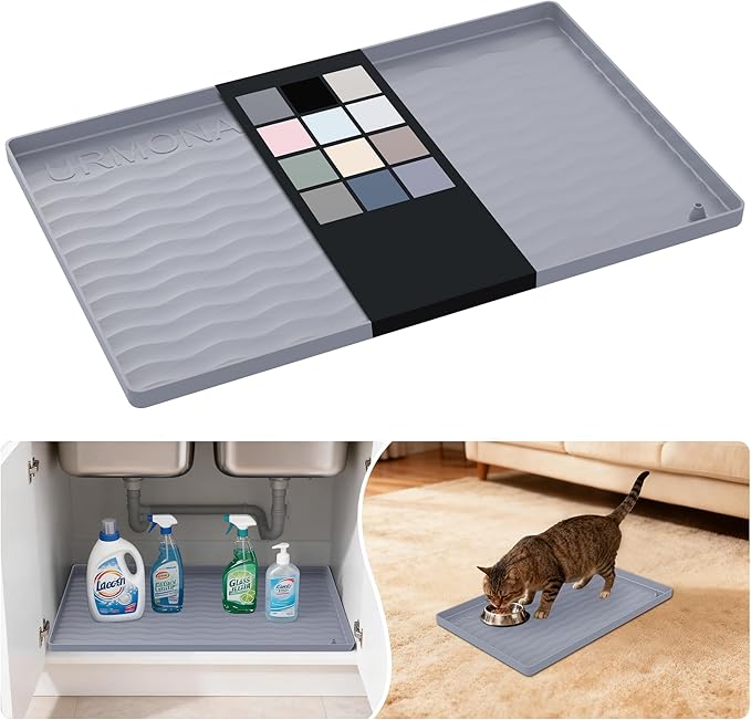 URMONA Waterproof Silicone Under Sink Mat 19'' x 12'' Shelf Liner by URMONA