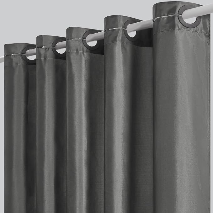 Furlinic No Hook Extra Long Shower Curtain 96 Length, Polyester Fabric Bathroom by Furlinic