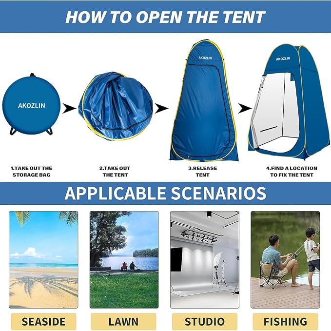 AKOZLIN Portable Pop Up Shower Tent Instant Privacy Dressing Changing Tent - Image 5