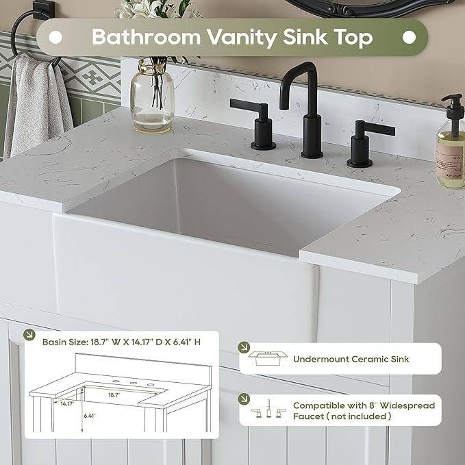 36 Inch Bathroom Vanity with Sink, Farmhouse Single Sink Bathroom Vanity with - Image 4