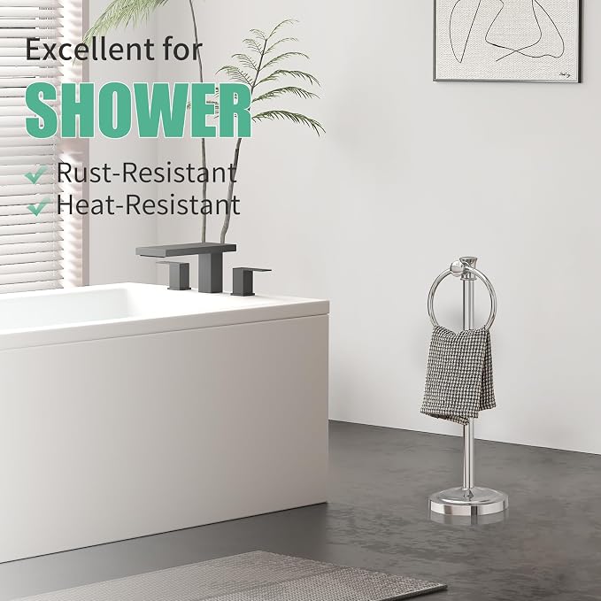 Hoimpro 17 Inch Stand Hand Towel Holder Towel Bar Towel Hanging Ring, Free - Image 4