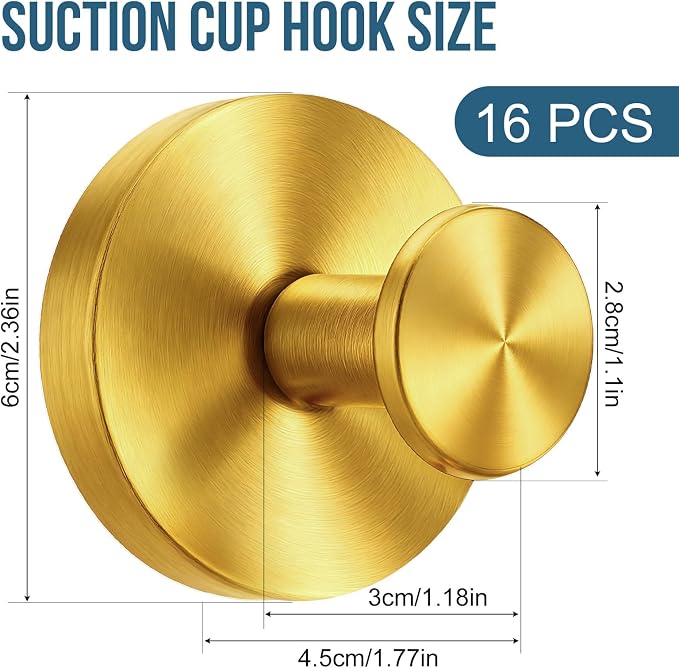 Suction Cup Hook for Shower, 16 Pack Wall Mount Towel Holder, Removable Towel - Image 5