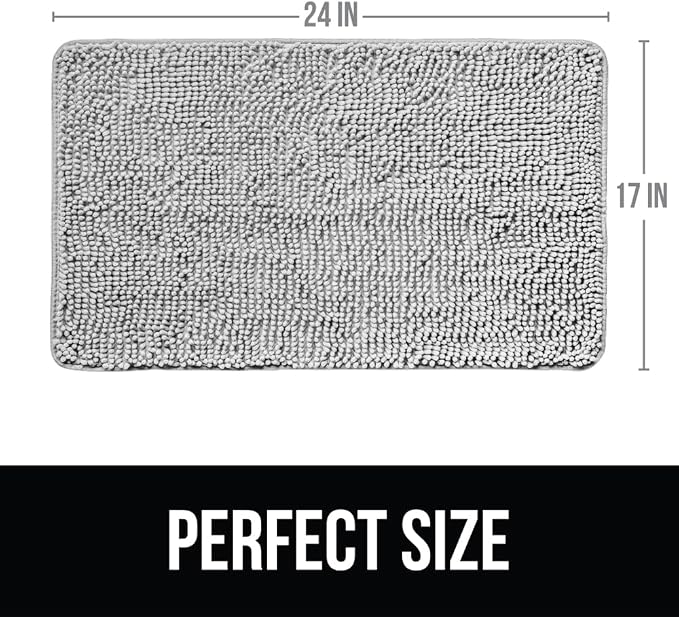 KANGAROO Bathroom Rugs, Chenille Soft Absorbent Bath Rug, Shaggy Shower Mat - Image 2