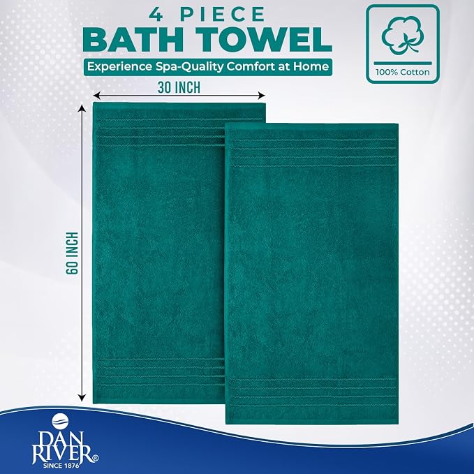 DAN River Extra Large Bath Towels Set of 4, 30 x 60 Inches - Image 3