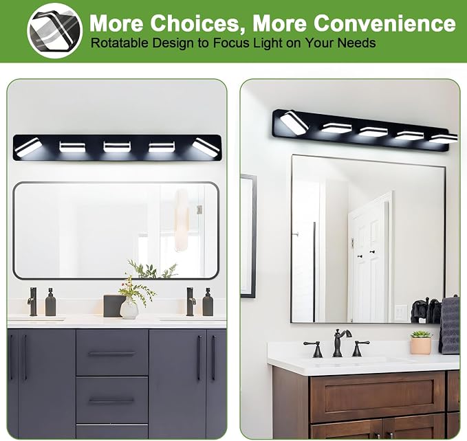 360° Rotate LED Dimmable Bathroom Vanity Light Fixtures, 2100LM Acrylic Matte - Image 7
